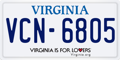 VA license plate VCN6805