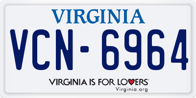 VA license plate VCN6964