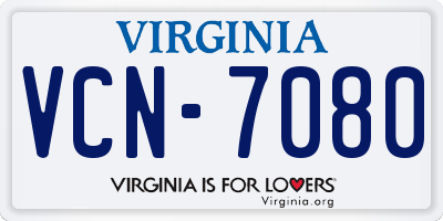 VA license plate VCN7080