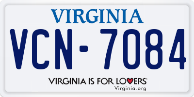VA license plate VCN7084
