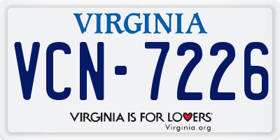 VA license plate VCN7226