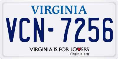 VA license plate VCN7256