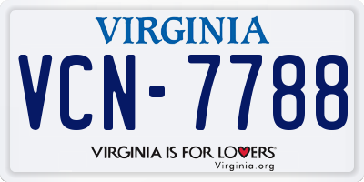 VA license plate VCN7788
