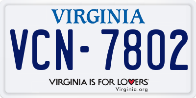 VA license plate VCN7802