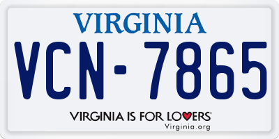 VA license plate VCN7865