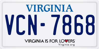 VA license plate VCN7868