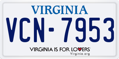 VA license plate VCN7953