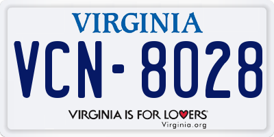 VA license plate VCN8028