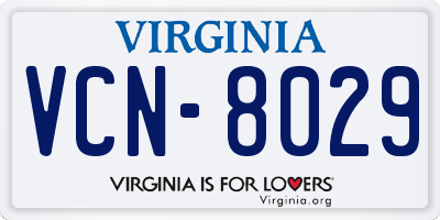 VA license plate VCN8029
