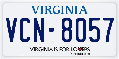 VA license plate VCN8057