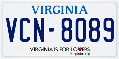 VA license plate VCN8089