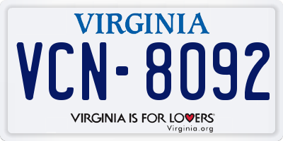 VA license plate VCN8092