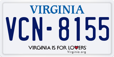 VA license plate VCN8155