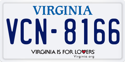 VA license plate VCN8166