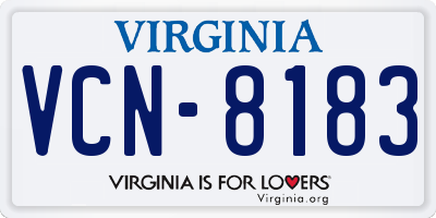 VA license plate VCN8183