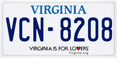 VA license plate VCN8208