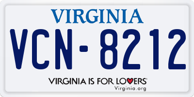 VA license plate VCN8212
