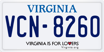 VA license plate VCN8260