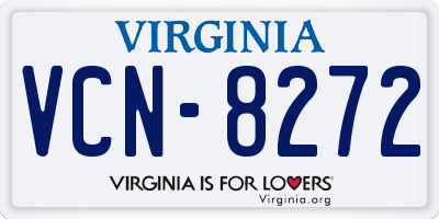 VA license plate VCN8272