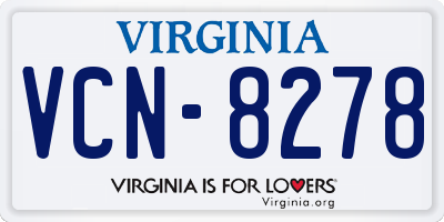 VA license plate VCN8278