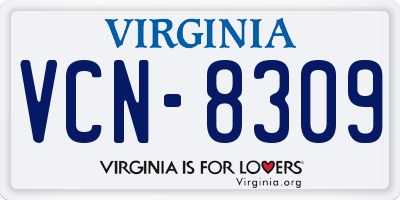 VA license plate VCN8309