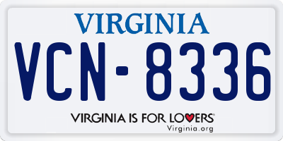 VA license plate VCN8336