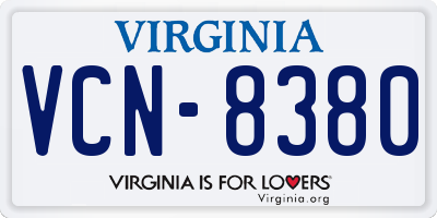 VA license plate VCN8380