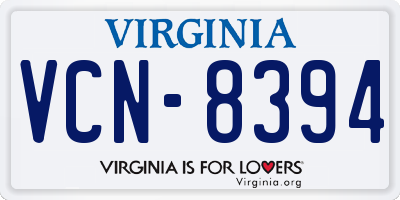 VA license plate VCN8394