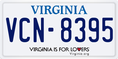 VA license plate VCN8395