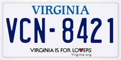 VA license plate VCN8421