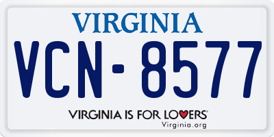 VA license plate VCN8577