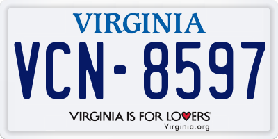 VA license plate VCN8597