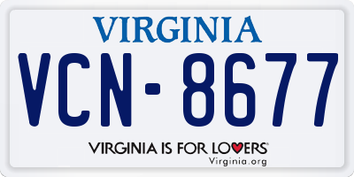 VA license plate VCN8677
