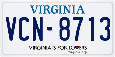 VA license plate VCN8713