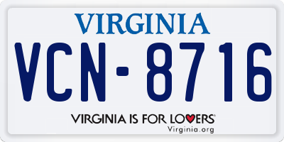 VA license plate VCN8716
