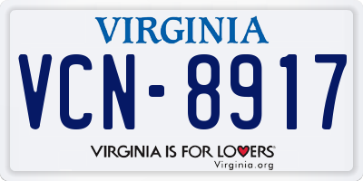 VA license plate VCN8917