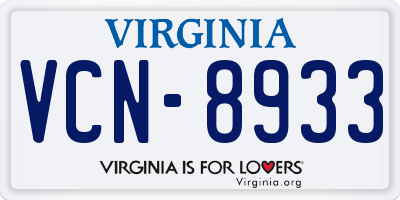 VA license plate VCN8933
