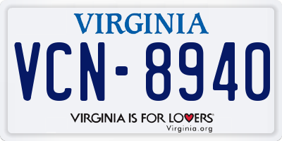 VA license plate VCN8940