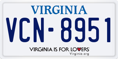 VA license plate VCN8951