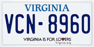 VA license plate VCN8960