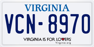 VA license plate VCN8970