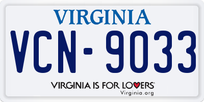 VA license plate VCN9033
