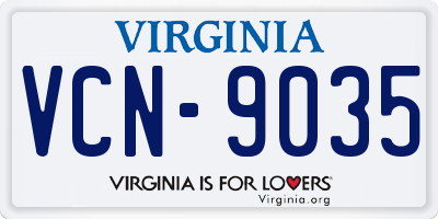 VA license plate VCN9035