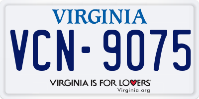 VA license plate VCN9075
