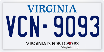 VA license plate VCN9093