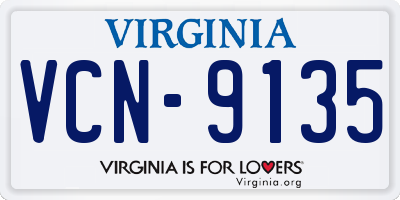 VA license plate VCN9135