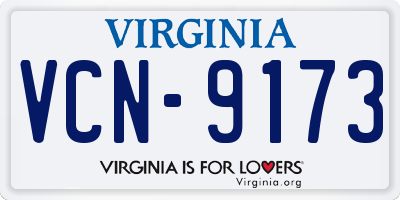 VA license plate VCN9173
