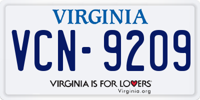 VA license plate VCN9209