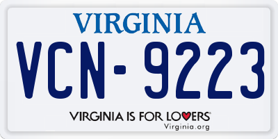 VA license plate VCN9223
