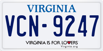 VA license plate VCN9247